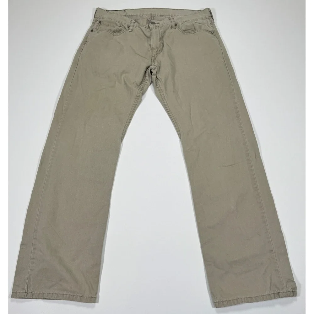 Levi's 514 Straight Fit Jeans Men's 34x32 Khaki Cotton Straight Leg Workwear